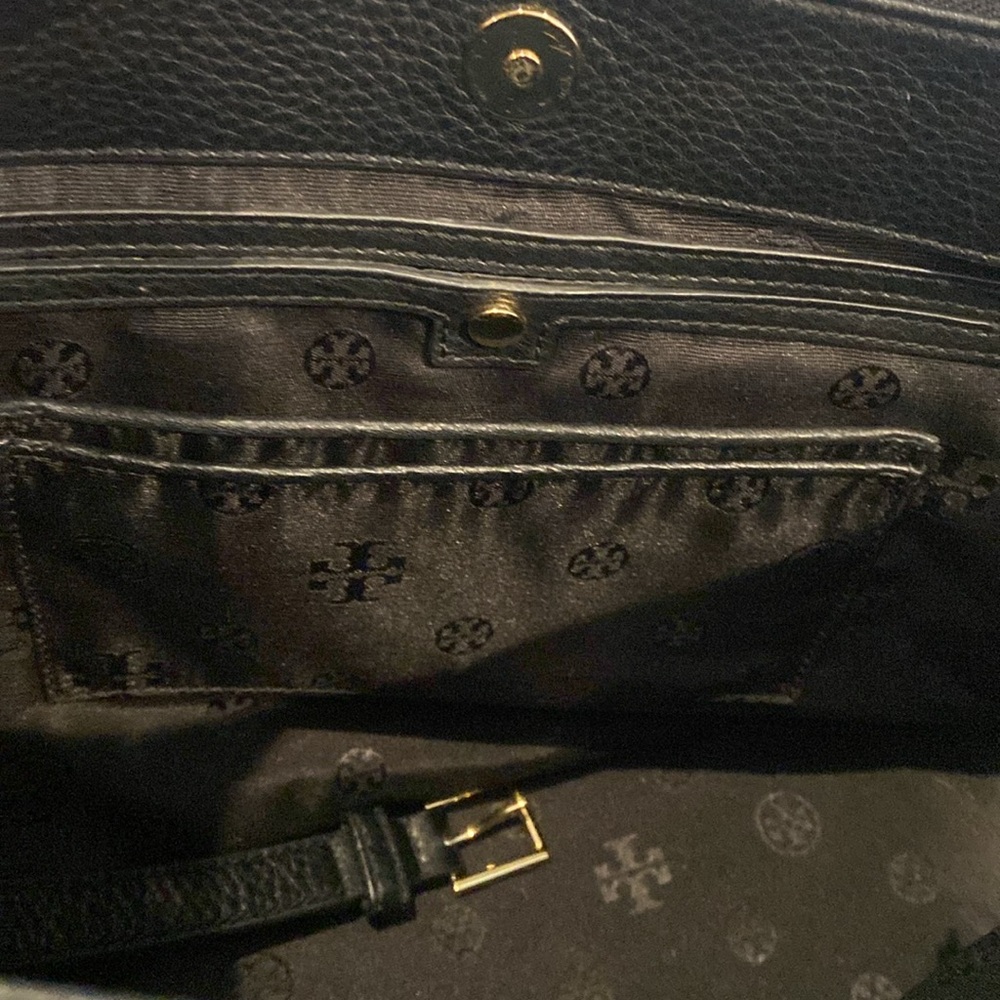 Tory Burch Robinson Black Pebbled Leather Double Zip Tote Satchel Bag - Picture 8 of 16